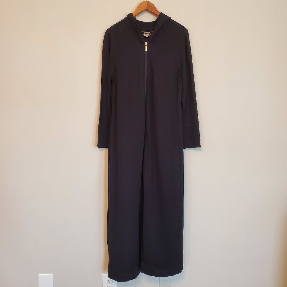 Soma Live Loungewear Black Zipper Hooded Robe Size M